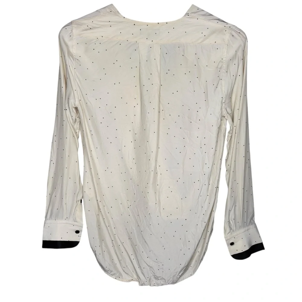 rag & bone silk drape Wrap victor Blouse Long Sleeves cream black womens size xs - Picture 4 of 8